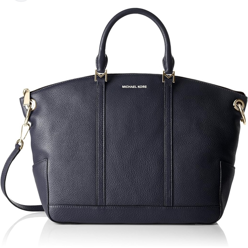 Michael Kors Beckett Bowling Bag in Black Pebbled Leather